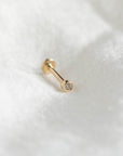 14K Solid Gold 1.5mm Bezel Crystal Piercing