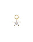 14K Solid Gold Crystal Star Charm