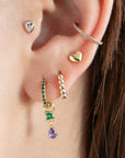 14K Solid Gold 3mm Pear Crystal Piercing