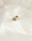 14K Solid Gold 3mm Pear Crystal Piercing