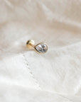 14K Solid Gold 4mm Pear Crystal Piercing