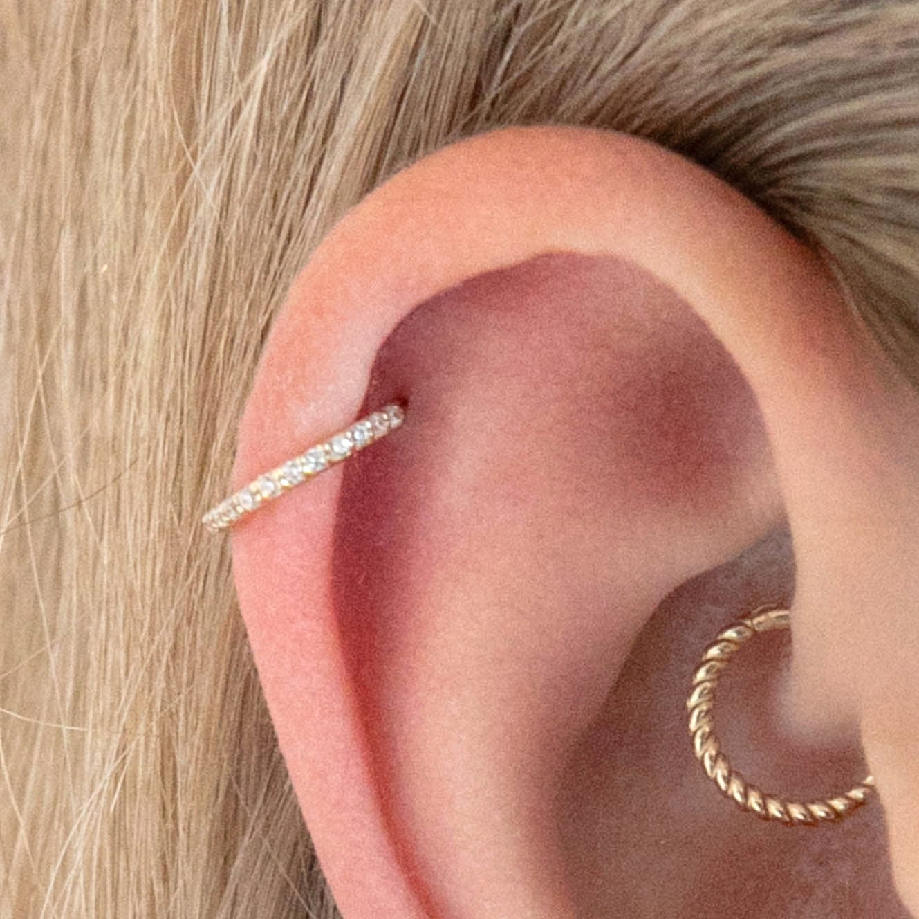 Diamond Cartilage Hoop Earrings Piercing Pagoda Cartilage Piercing