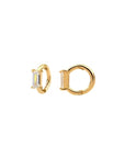 Twilight London Hoop Yellow Gold 14K Solid Gold Baguette Mini Hoop Earrings