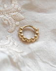 Twilight London Hoop Yellow Gold 14K Solid Gold Beaded 6mm Huggie Hoop Earring