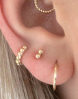 Twilight London Hoop Yellow Gold 14K Solid Gold Beaded 6mm Huggie Hoop Earring