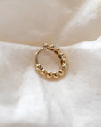 Twilight London Hoop Yellow Gold 14K Solid Gold Beaded 8mm Huggie Hoop Earring