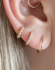 Twilight London Hoop Yellow Gold 14K Solid Gold Pave Crystal 8mm Huggie Hoop Earring