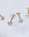 Twilight London Barbell Earring Gold 14K Solid Gold Star Barbell