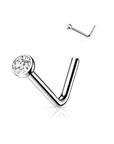 1.5mm Bezel Set Crystal Nose Piercing L Bar
