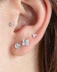 Circular Crystal Titanium Stud Earring
