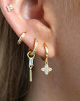 Crystal Clover Hoop Earrings