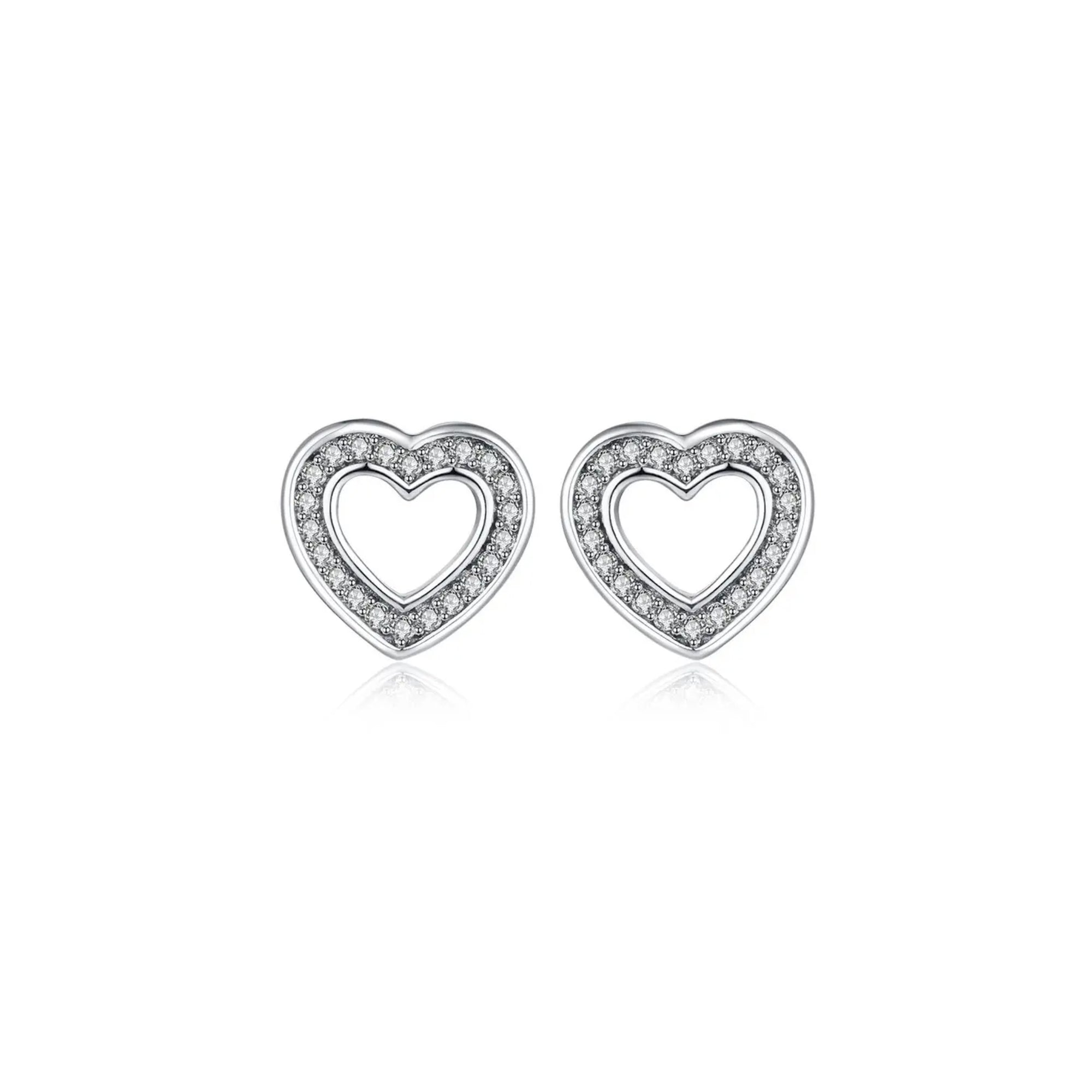 Crystal Heart Stud Earrings