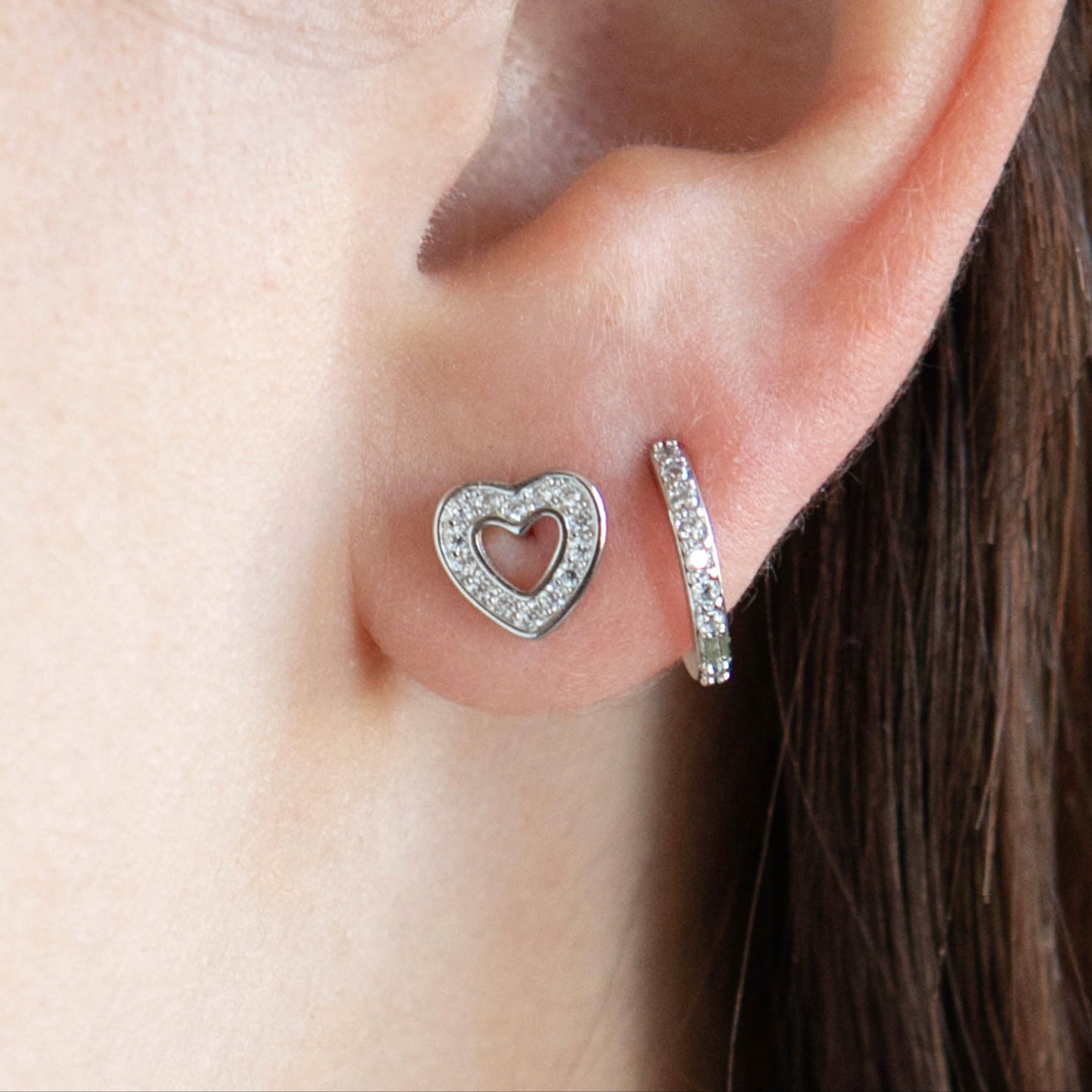 Crystal Heart Stud Earrings