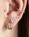 Square Crystal Titanium Stud Earring