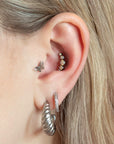 Twilight London Labret Piercing Silver Aurora Borealis Curved Helix Earring