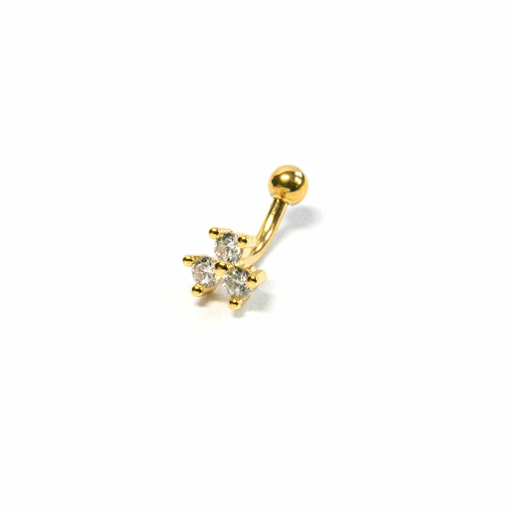 Twilight London Barbell Stud Gold Clover Curved Barbell