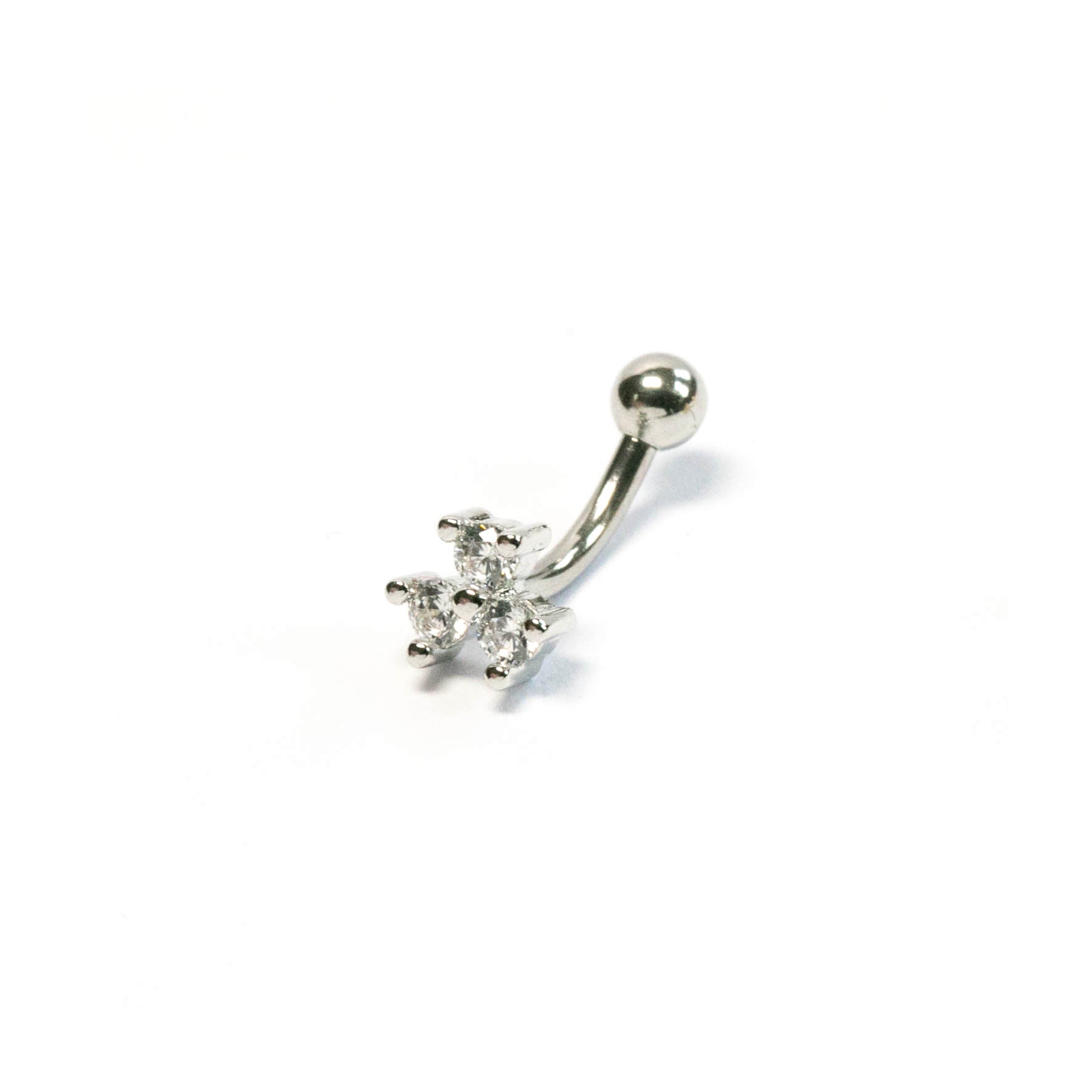 Twilight London Barbell Stud Silver Clover Curved Barbell