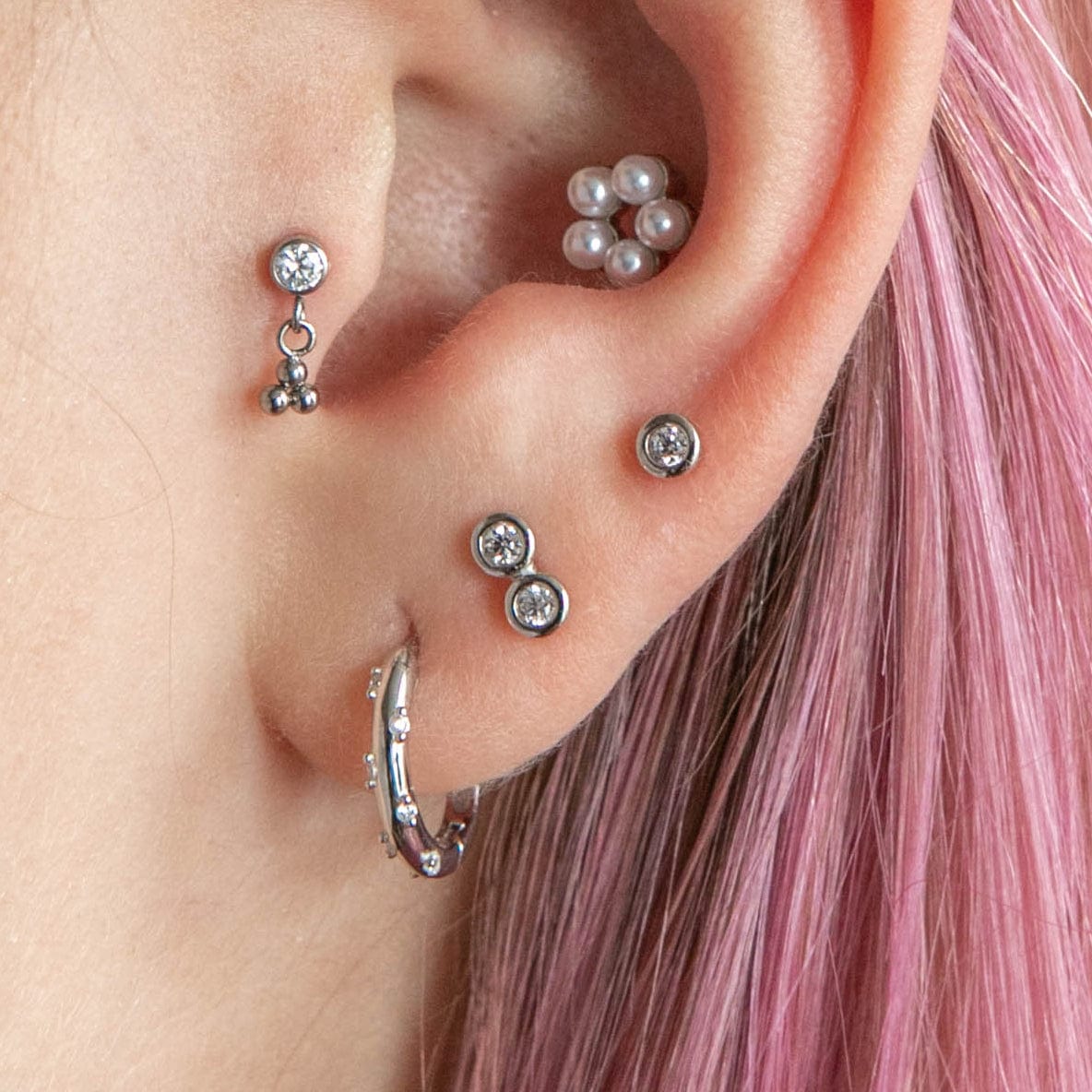 Twilight London Labret Piercing Silver Clover Dangle Labret Piercing