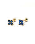 Twilight London Stud Earrings Navy / Gold Dainty Clover Earrings