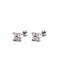 Twilight London Stud Earrings Pink / Silver Dainty Clover Earrings