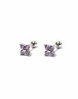 Twilight London Stud Earrings Purple / Silver Dainty Clover Earrings