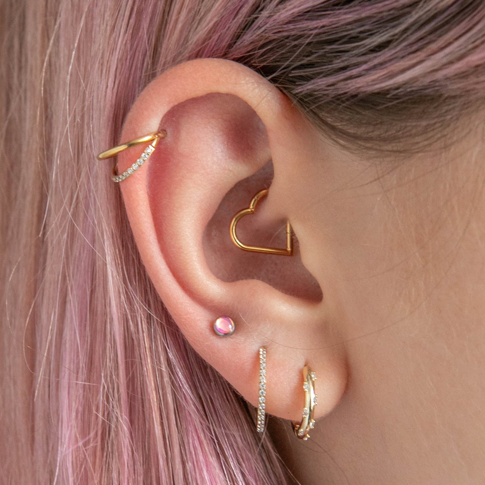 Twilight London Daith Hoop Gold / 10mm Heart Daith Hoop