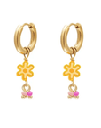 Twilight London Charm Hoop Gold Orange Daisy Charm Hoop Earrings