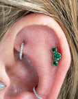 Twilight London Labret Piercing Green Orb Curved Labret Earrings
