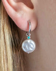Twilight London Charm Hoop Pearl and Turquoise Charm Hoop Earrings