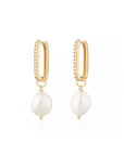 Twilight London Charm Hoop Gold Pearl Charm Hoop Earrings