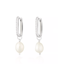 Twilight London Charm Hoop Silver Pearl Charm Hoop Earrings