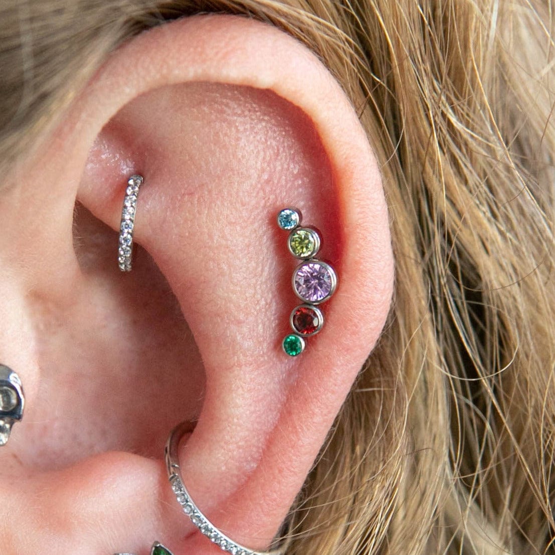 Twilight London Helix Piercing Titanium Rainbow PRIDE Labret Earring