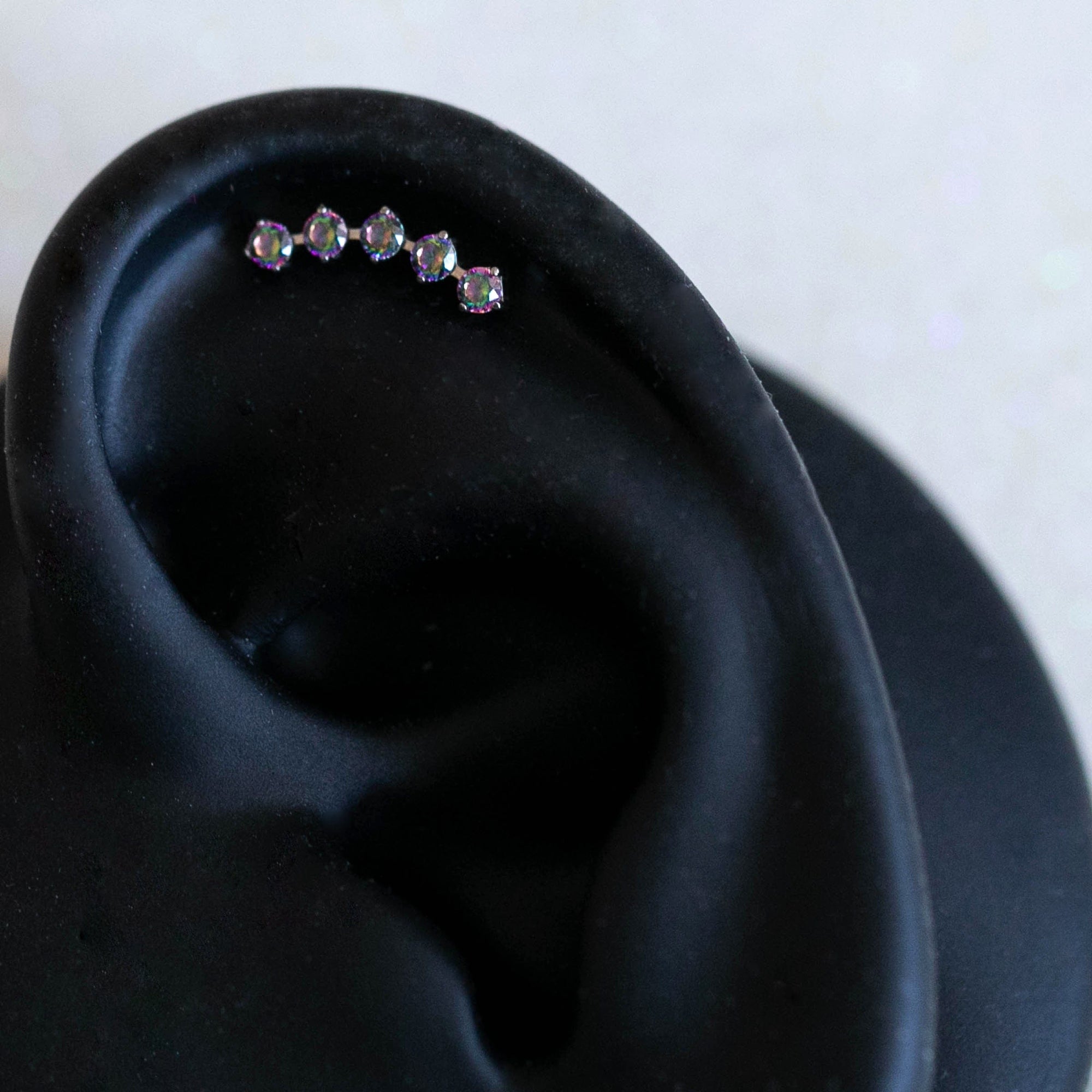 Twilight London Labret Piercing Silver VM Crystal Curved Helix Earring