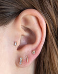 Twilight London Labret Piercing White Gold 14K Solid Gold Emerald Cut Labret Piercing