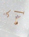 Twilight London Labret Piercing Gold 14K Solid Gold Facet Labret Piercing