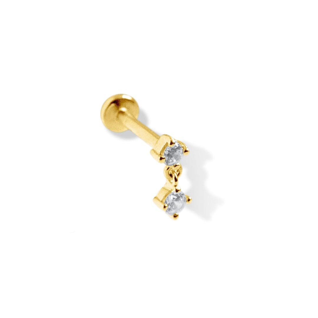 Twilight London Labret Piercing Gold 14K Solid Gold Halo Drop Labret Piercing