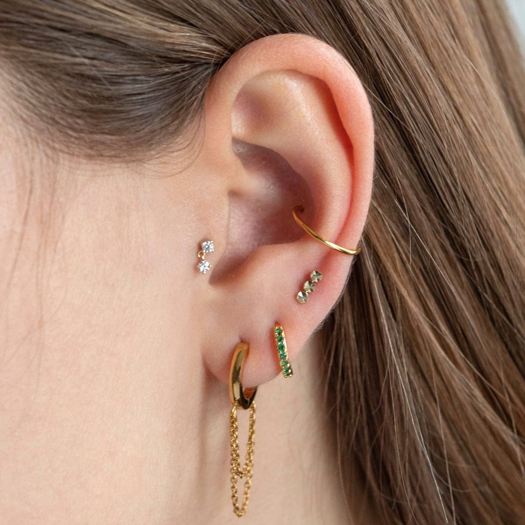 Twilight London Labret Piercing 14K Solid Gold Halo Drop Labret Piercing