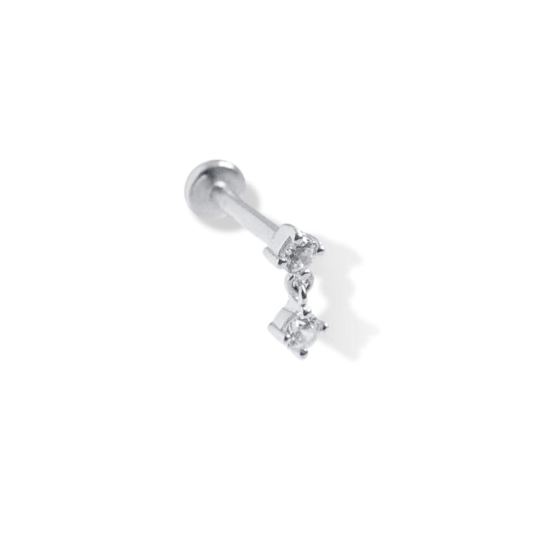 Twilight London Labret Piercing White Gold 14K Solid Gold Halo Drop Labret Piercing