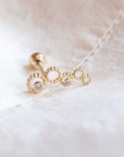 Twilight London Barbell Earring Left 14K Solid Gold Hoops Barbell