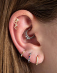 Twilight London Barbell Earring 14K Solid Gold Hoops Barbell