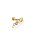 Twilight London Barbell Earring Right 14K Solid Gold Hoops Barbell