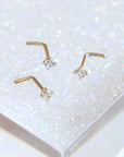 Twilight London Nose Piercing Gold 14K Solid Gold L Bar Nose Stud