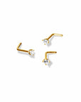 Twilight London Nose Piercing Gold 14K Solid Gold L Bar Nose Stud