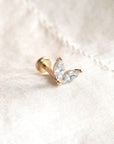 Twilight London Labret Piercing 14K Solid Gold Leaf Labret Piercing