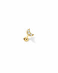 Twilight London Labret Piercing Gold 14K Solid Gold Mini Moon Labret Piercing