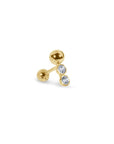 Twilight London Barbell Earring Gold 14K Solid Gold Trinity Barbell