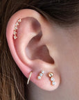 Twilight London Barbell Earring Gold 14K Solid Gold Trinity Barbell