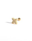 Twilight London Barbell Stud Gold Criss Cross Piercing