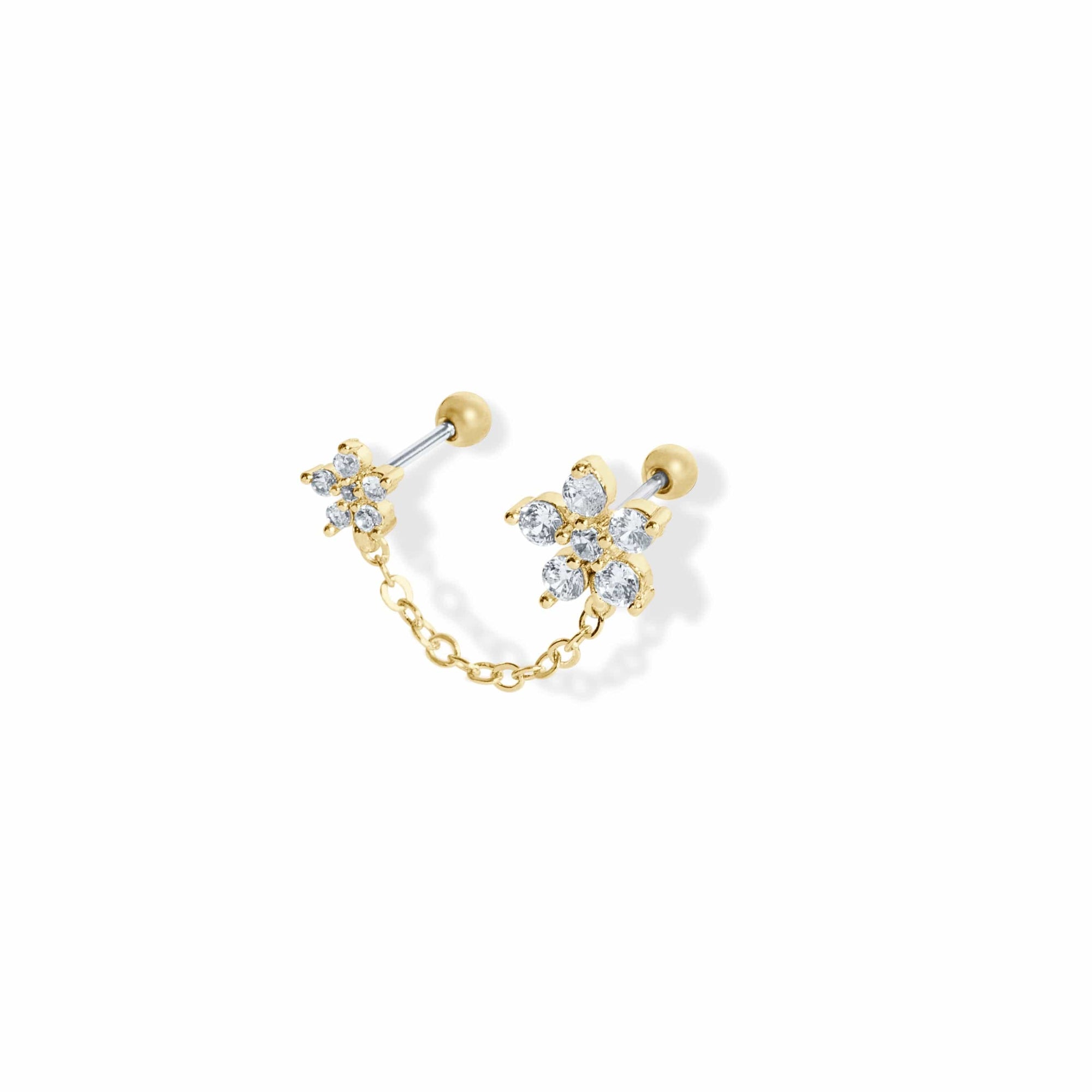 Twilight London Barbell Stud Gold Daisy Chain Earring