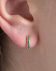 Twilight London Hoop Earrings Gold Green Huggie Hoops